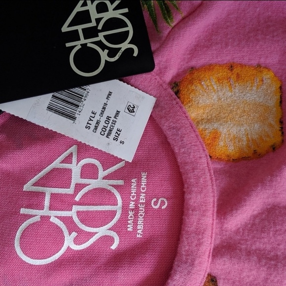 Chaser Fleece Pullover Pineapple Print Lightweight Long Sleeve Crew Pink S NWT - Picture 8 of 8